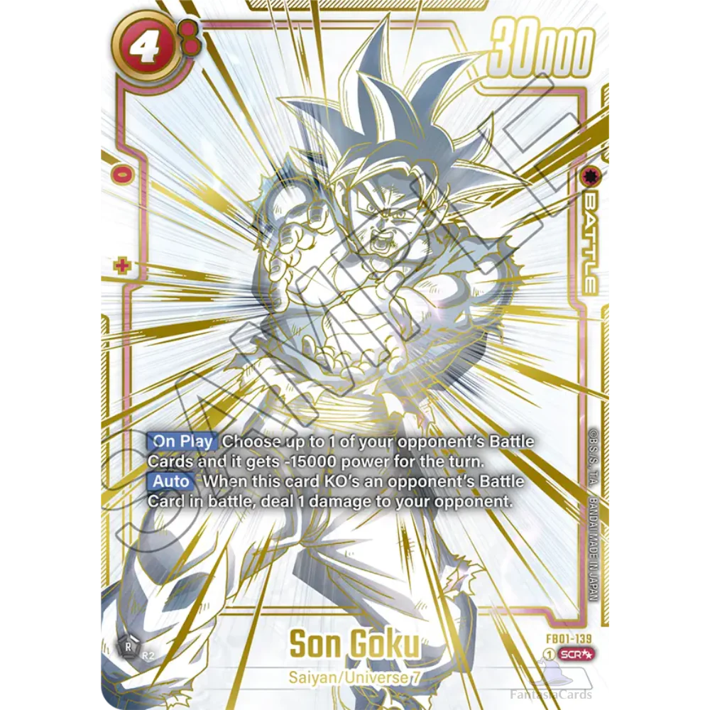 dragon ball super card game fusion world fb 01 awakened pulse son goku god rare